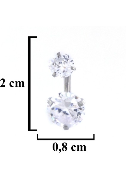 316L Çelik Küçük Beyaz Zirkon Taşlı Piercing PRC-214