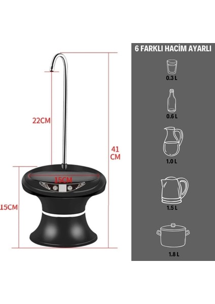 6 Farklı Su Hacim Ayarlı Standlı Damacana Üstü Sehpalı Model Damacana Pompası