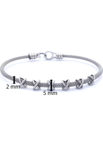 316L Çelik Düğüm Detaylı Gri Erkek Kelepçe Bileklik EBLK-425 modelleri