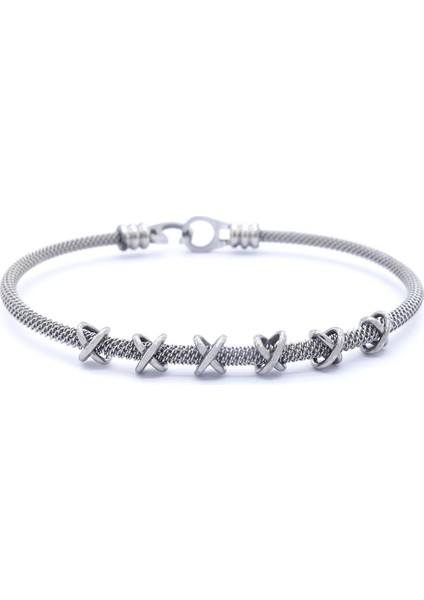 316L Çelik Düğüm Detaylı Gri Erkek Kelepçe Bileklik EBLK-425 indirimleri