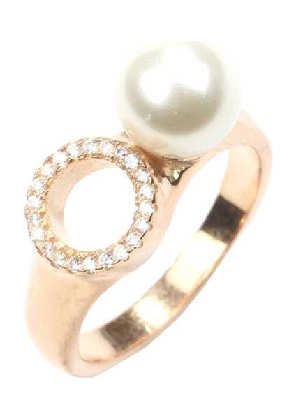 925 Ayar Gümüş Beyaz Renk Incili Zirkon Taşlı Tasarım Yüzük fiyatları