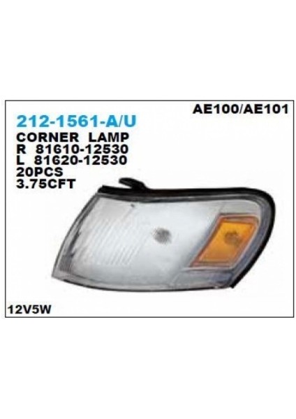 Sinyal Lambası Corolla 1993-1995 Çıkıntılı Sarı Duylu Sol (Oem NO:81620-12530) (Adet)