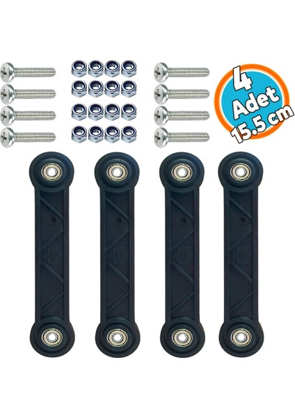 Beşik Sallama Aparatı (İki Delik Arası 15.5 Cm) Çocuk Bebek Beşiği Takımı Aparatı Seti Siyah 4 Adet
