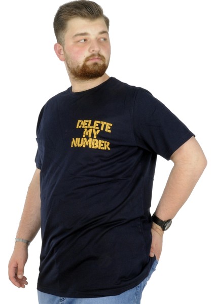 Büyük Beden T-Shirt Bisiklet Yaka Delete 22169 Lacivert