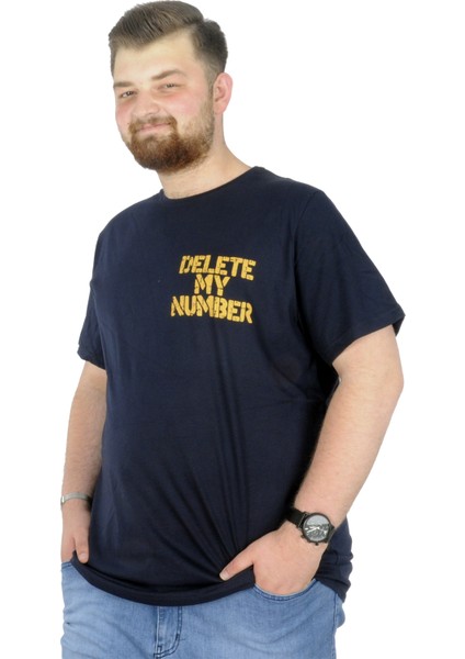 Büyük Beden T-Shirt Bisiklet Yaka Delete 22169 Lacivert