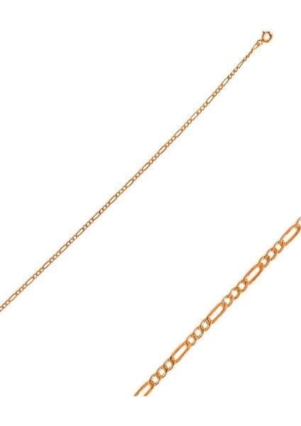 14 K Rose Gold Kaplama 925 Ayar Gümüş Halhal • Figaro Zincir Halhal