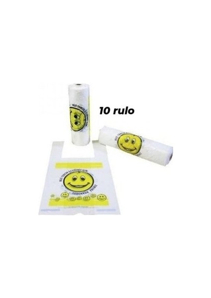 Poşet Orta Boy Gülen Yüz Rulo Poşet 10 Rulo Orta Boy Rulo Poşet