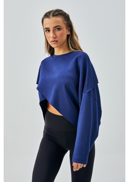 Kadın Indigo Oys Modal Kumaş Asimetrik Kesim Sweatshirt 28028