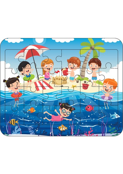 24 Parça Ahşap Eğitici Yapboz Puzzle Seti (Set 2)