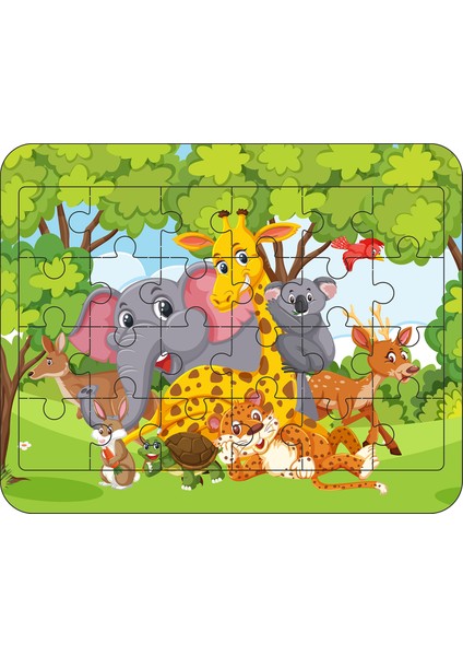 24 Parça Ahşap Eğitici Yapboz Puzzle Seti (Set 2)