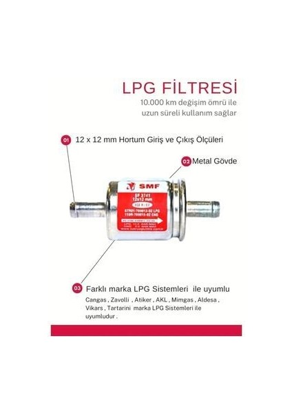 Lpg Filtresi Atiker Akl Zavoli Vikars Uyumlu 12X12MM 4 Adet