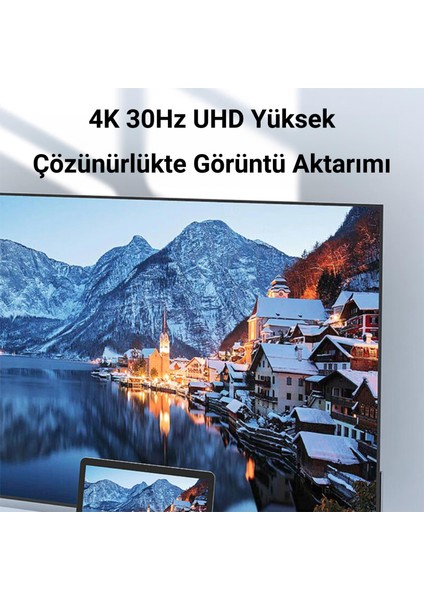 4K 30Hz Mini Displayport To HDMI Dönüştürücü Kablo 3 Metre