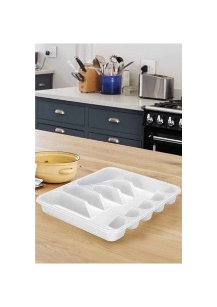 Maxi Çekmece Içi Kaşıklık Bölmeli Kaşık Organizer (Beyaz)