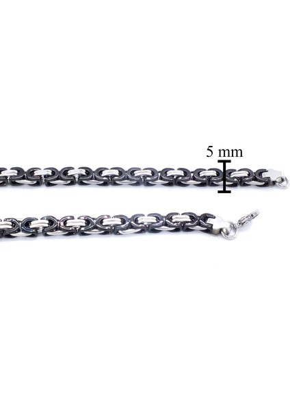 316L Çelik Iki Renkli Siyah Kral Erkek Zincir Kolye 55 cm ZN-269 modelleri