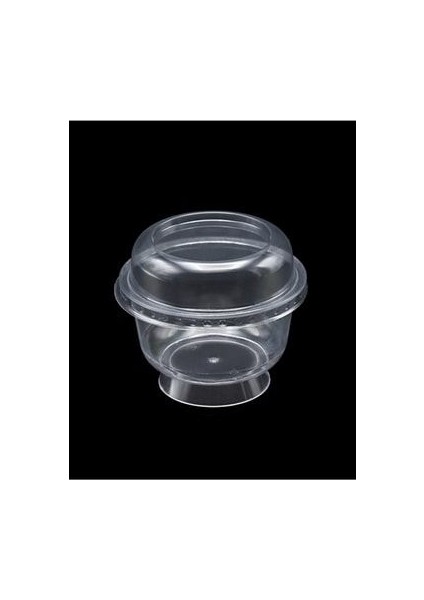 Plastik Kristal Tatlı Kabı - Kapaklı 180CC 25 Adet, Kullan At