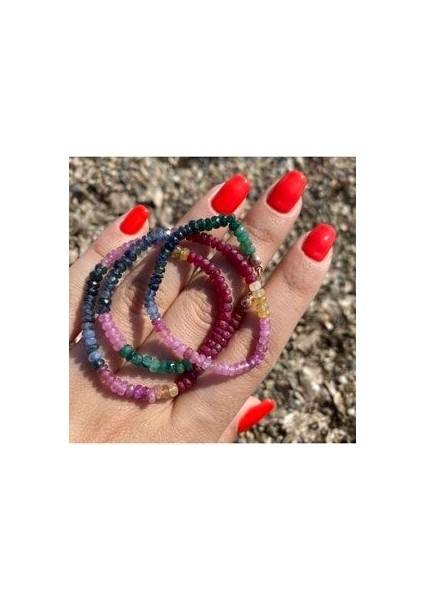 Karışık Kök Yakut Kök Safir Kök Zümrüt Dizi Gümüş Kolye fiyatları