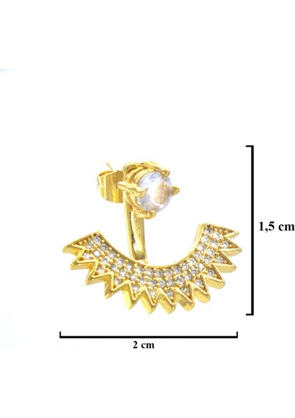 Altın Kaplama Zirkon Taşlı Tekli Kulak Altı Kadın Küpe UNK-756