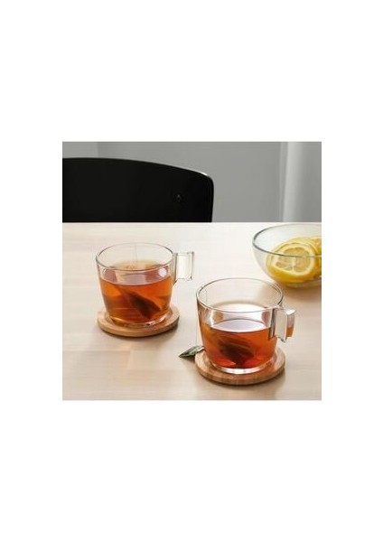 Försegla Ahşap Bardak Altlığı - Bambu - 9 cm - 2 Adet