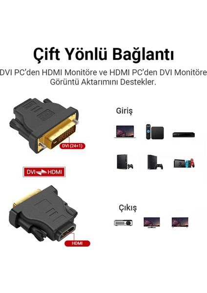 DVI 24+1 To HDMI Dönüştürücü Adaptör