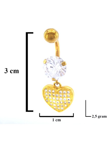 Altın Kaplama Zirkon Taşlı Kalpli Piercing PRC-116 modelleri