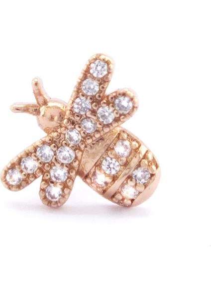 316L Çelik Zirkon Taşlı Rose Arı Şekilli Piercing PRC-163