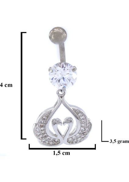 316L Çelik Zirkon Taşlı Kuğu Piercing PRC-122 modelleri
