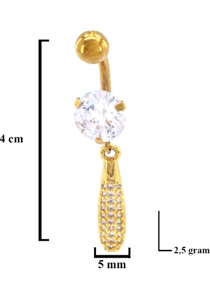 Altın Kaplama Zirkon Taşlı Piercing PRC-123