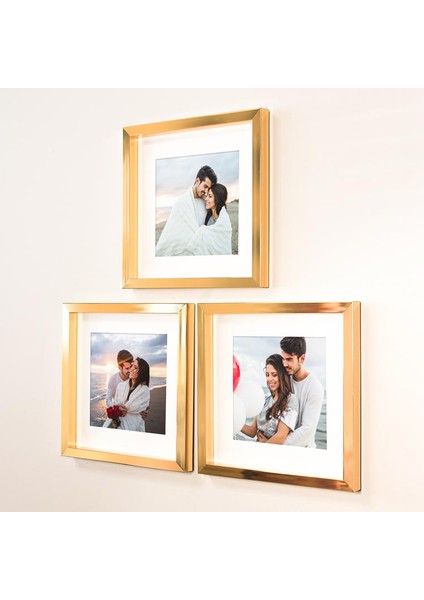 Yapışkanlı Sök-Tak Paspartulu Altın 21X21CM Kare Fotoğraf Çerçevesi - 3'lü Paket fiyatları