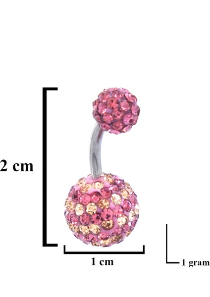 316L Çelik Pembe Zirkon Taşlı Toplu Piercing PRC-106