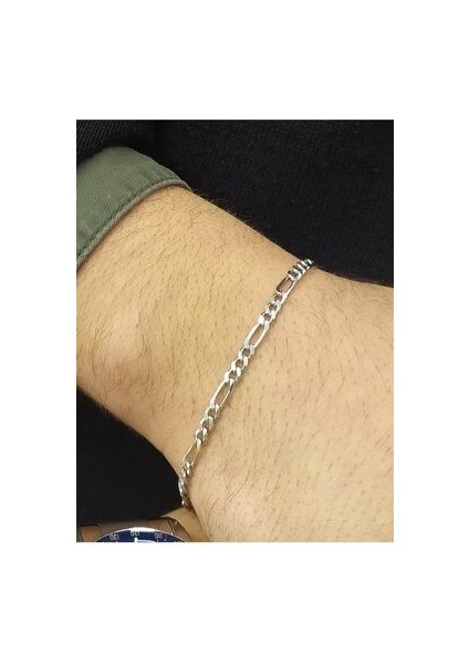 Unisex Gümüş Figaro Zincir Bileklik