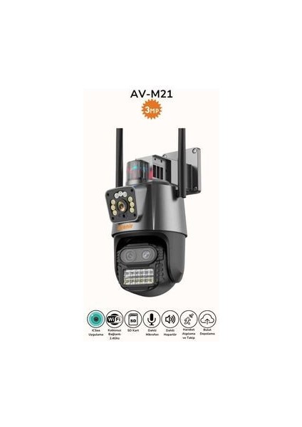 AV-M21 İç ve Dış Mekan Kablosuz Wifi Kamera - 6 mp 3 Lensli 10X Zoom Ptz modelleri