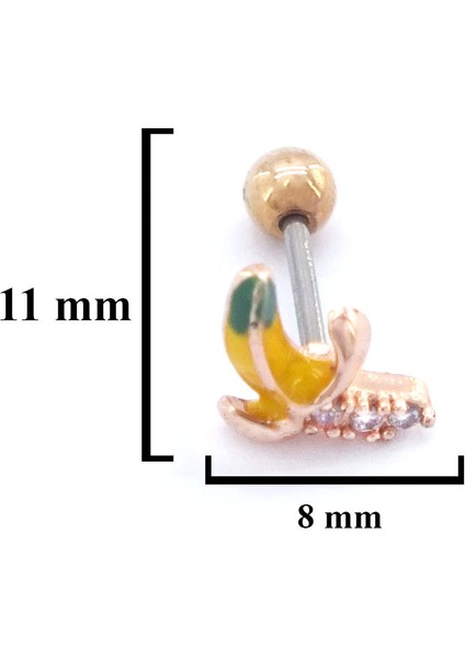316L Çelik Zirkon Taşlı Rose Muz Piercing PRC-160 modelleri