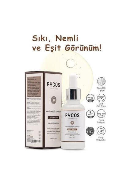 Caffeine %5 + Peptides + Hyalüronik Asit Göz Çevresi Serumu 30 ml modelleri