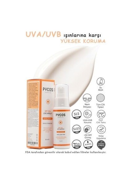 Spf 50 Leke Karşıtı Yüz Güneş Kremi 50ML, Tüm Cilt Tipleri Için fiyatları