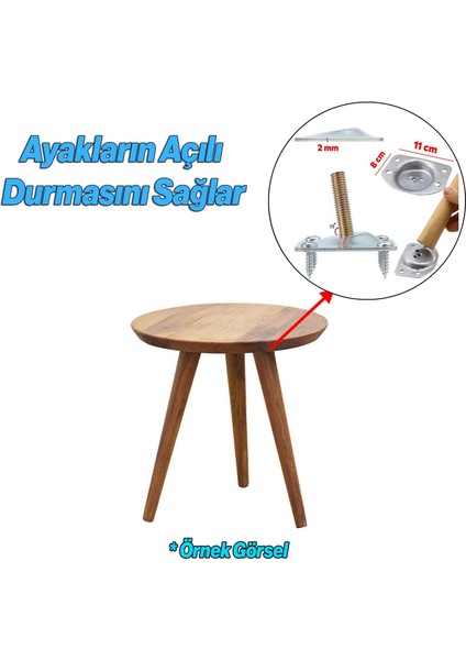 3'lü Ahşap Sehpa Ayak Takımı 40 cm Zigon - Puf - Tabure