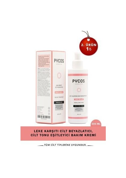 Leke Karşıtı Cilt Beyazlatıcı, Cilt Tonu Eşitleyici Bakım Kremi 200 ml