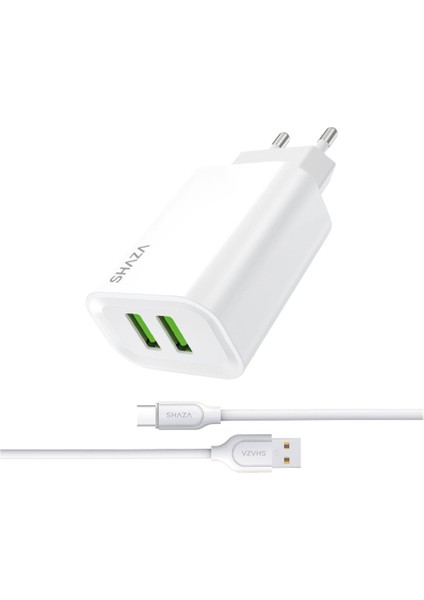 2.4A Çift USB Çıkışlı Type-C Seyahat Şarj Aleti Seti