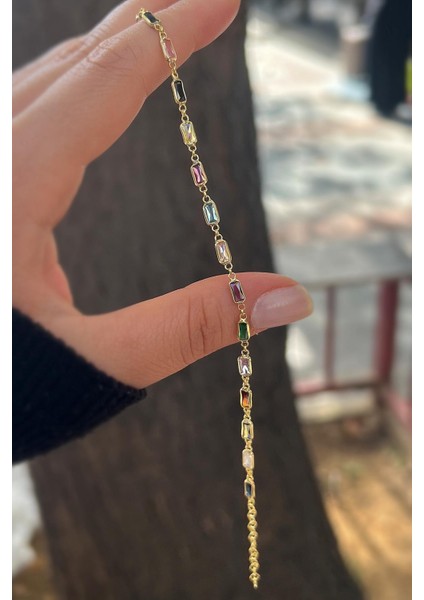 Gümüş Altın Kaplama Renkli Taşlı Bileklik CM56E232 fiyatları
