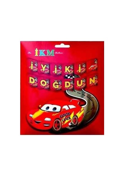 Büyük Banner Kırmızı Araba Iyiki Doğdun Uzar Yazı