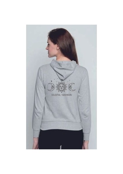 Unısex Celestıal Sun Moon Baskılı Oversize Kapüşonlu Sweatshırt fırsatları