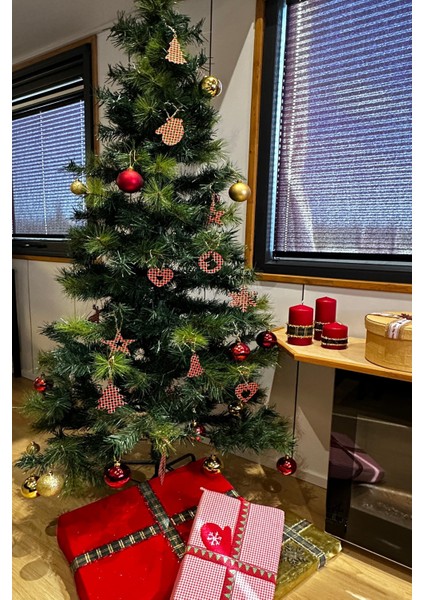 Fantastıc Çift Yönlü Dokuma Dama-Ekose Desenli Simli Yılbaşı Ağacı Süsü - Dayanıklı, El Yapımı fırsatları