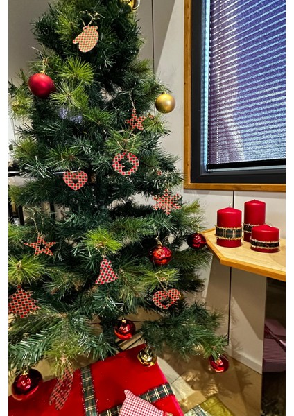 Fantastıc Çift Yönlü Dokuma Dama-Ekose Desenli Simli Yılbaşı Ağacı Süsü - Dayanıklı, El Yapımı indirimleri