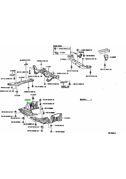 1993-1997 Toyota Corona AT191 Karter Muhafaza Plastiği Sağ (LT-TY8016) (Tyg) (Adet) (Oem NO:5144120310)