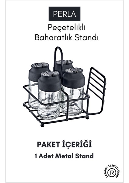 Perla Peçetelikli Baharatlık Düzenleyici Metal Stand- Baharatlıklar Dahil Değildir fırsatları