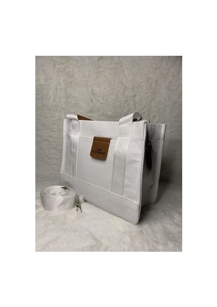Delas White Canvas Ekstra Askı Tote Bag Beyaz Çanta modelleri
