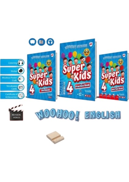 (Sınıf: 4) Woohoo Englısh Super Kıds(Practice / Workbook / Unıt Test Book) Yeni