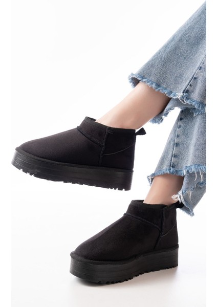Siyah Süet Içi Kürklü Kışlık Kapalı Burun Kadın Günlük Terlik fiyatları