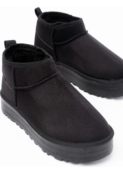 Siyah Süet Içi Kürklü Kışlık Kapalı Burun Kadın Günlük Terlik modelleri