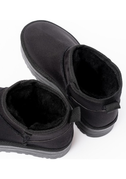 Siyah Süet Içi Kürklü Kışlık Kapalı Burun Kadın Günlük Terlik fırsatları