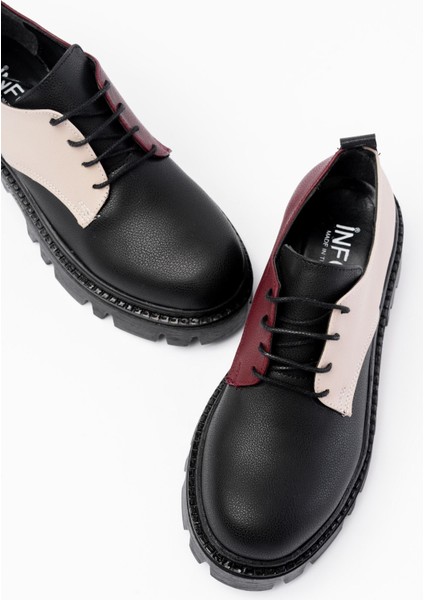 Siyah Garni Bağcıklı Günlük Yüksek Tabanlı Loafer Ayakkabı fırsatları